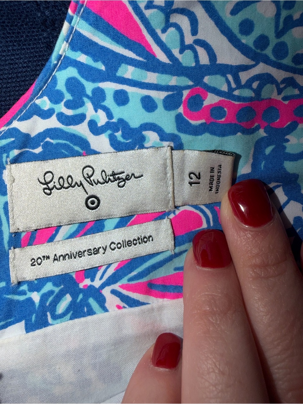 Lilly Pulitzer for Target Blue, Pink & White Lace-Trim Midi Dress - Picture 3 of 5